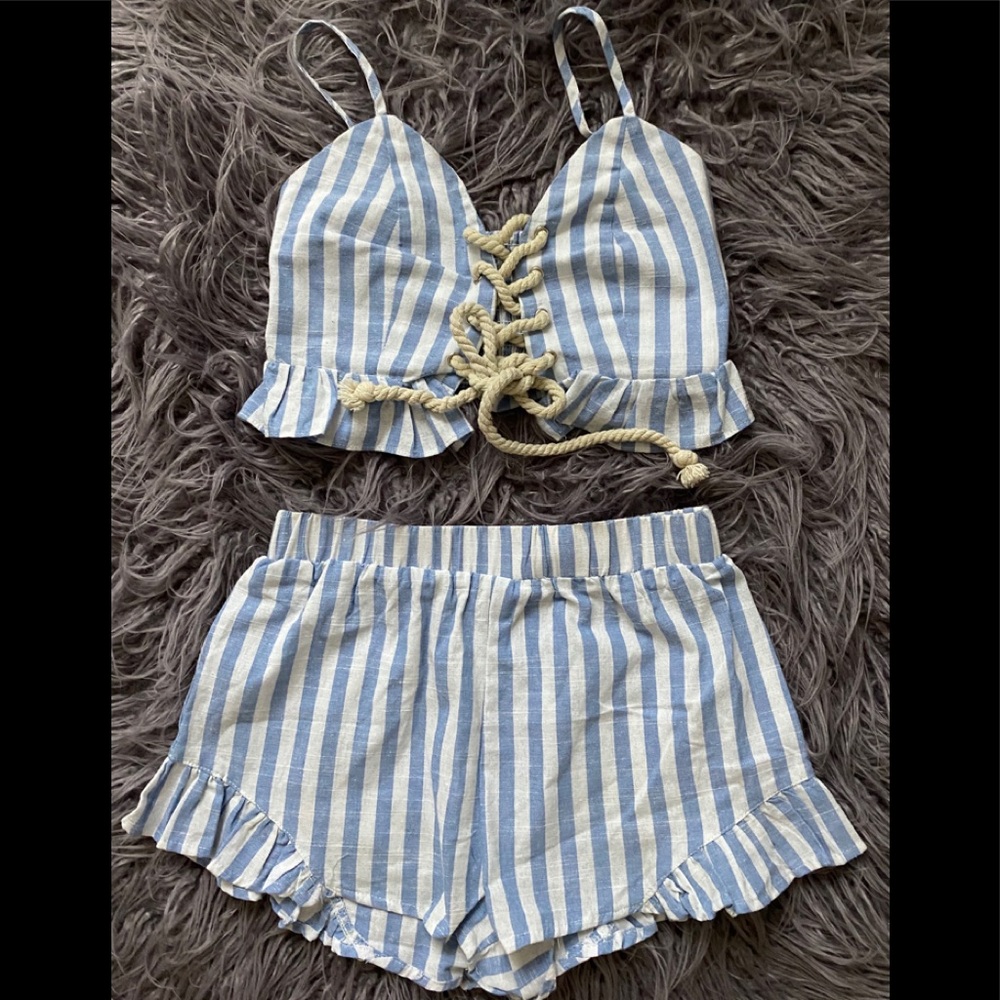 Forever 21 blue/white two-piece set